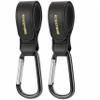 2 Pack Stroller Hooks, Stroller Straps for Diaper Bags,Adjustable Stroller Carabiner Clip,Baby Stroller Accessories for nuna,Uppababy,Bob,Hook for Bike,Scooter,Wheelchair,Walker AccessoriesBlack view 1