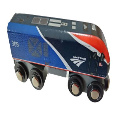 Amtrak ALC-42 Siemens Charger Wooden Train Locomotive Engine #309 4.5 inch Compatible with Other Railroads