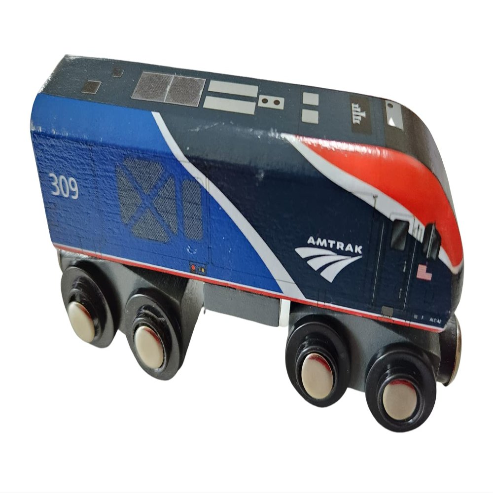 Amtrak ALC-42 Siemens Charger Wooden Train Locomotive Engine #309 4.5 inch Compatible with Other Railroads