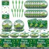 61 Pcs Garbage Truck Birthday Decorations Green Trash Party Tableware Rubbish Recycling Themed Supplies Plates Napkins Tablecloth for Birthday Parties Waste Management Celebrations Serves 20 Guests view 1