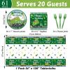 61 Pcs Garbage Truck Birthday Decorations Green Trash Party Tableware Rubbish Recycling Themed Supplies Plates Napkins Tablecloth for Birthday Parties Waste Management Celebrations Serves 20 Guests view 2