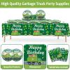 61 Pcs Garbage Truck Birthday Decorations Green Trash Party Tableware Rubbish Recycling Themed Supplies Plates Napkins Tablecloth for Birthday Parties Waste Management Celebrations Serves 20 Guests view 3