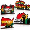 4PCS Juneteenth Wooden Centerpieces Table Decorations June 19th Table Decor Centerpieces Happy Juneteenth Freedom Day Table Topper Sign for Juneteenth Party Home Desktop Wood Craft Center Piece Decor view 1