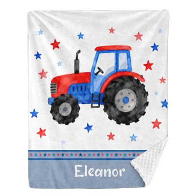 Transport Farm Car Personalized Baby Blanket for Boys Girls,Custom Soft Minky Blanket Double Layer Dotted Naps 50X60 in