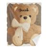 Brown Teddy Bear Personalized Baby Blanket for Boys Girls,Soft Minky Blanket Double Layer Dotted Newborn Naps 50X60 in view 2