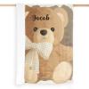 Brown Teddy Bear Personalized Baby Blanket for Boys Girls,Soft Minky Blanket Double Layer Dotted Newborn Naps 50X60 in view 4