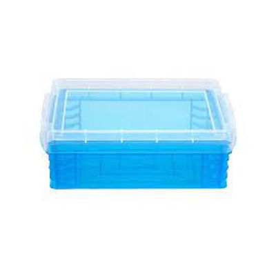 Pack of 32: stackable teal crayon box with lid for easy storage of your crayons