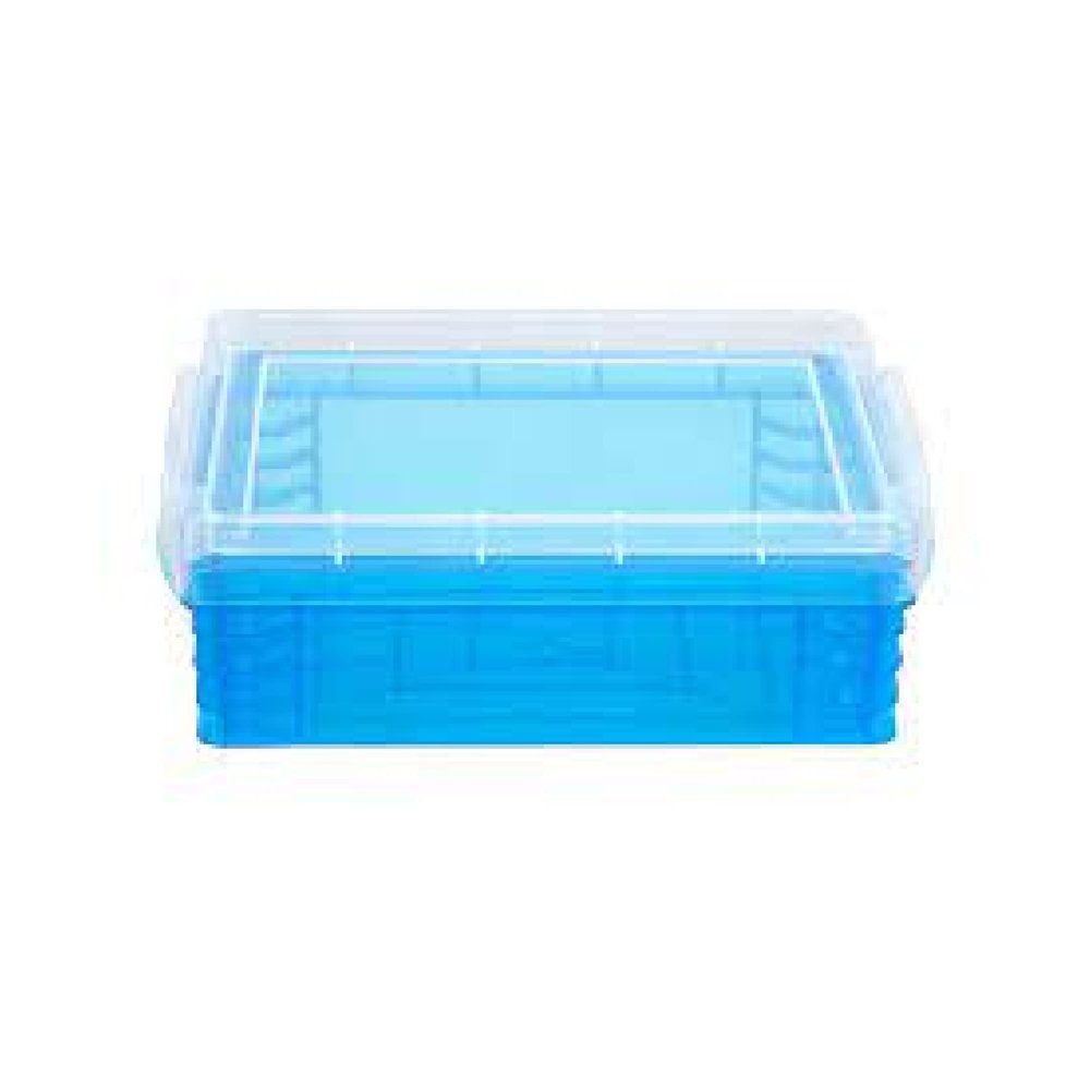 Pack of 32: stackable teal crayon box with lid for easy storage of your crayons