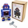 Charmgle Mini Retro Tin Robot Model Machine Wind-Up Walking Toy Adult Collection Home Decoration Blue view 1