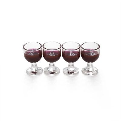Odoria 1/12 Miniature Wine Glasses 4Pcs Dollhouse Decoration Accessories, Red Wine