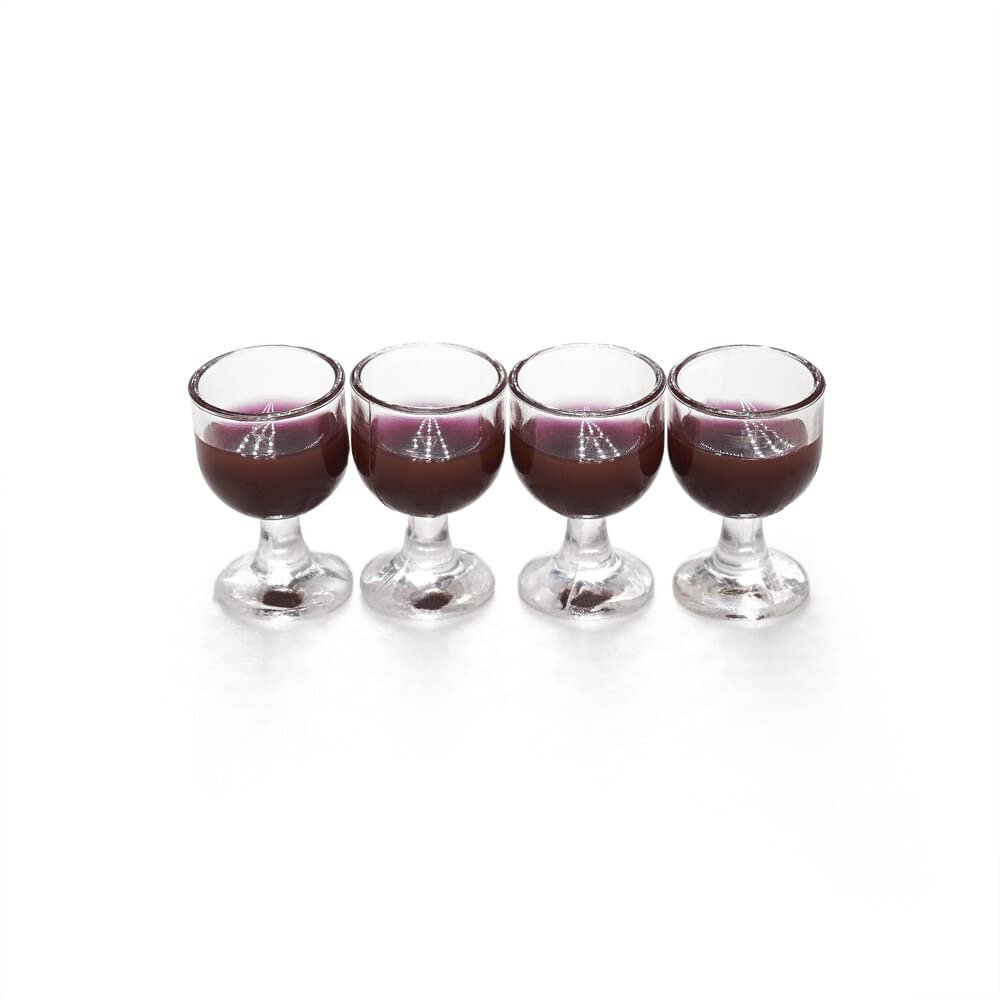 Odoria 1/12 Miniature Wine Glasses 4Pcs Dollhouse Decoration Accessories, Red Wine
