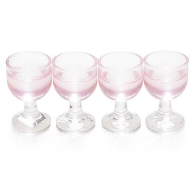 Odoria 1/12 Miniature Wine Glasses 4Pcs Dollhouse Decoration Accessories, Rose Wine