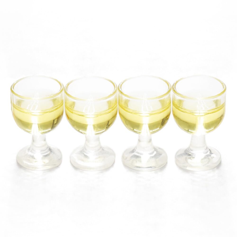 Odoria 1/12 Miniature Wine Glasses 4Pcs Dollhouse Decoration Accessories, White Wine