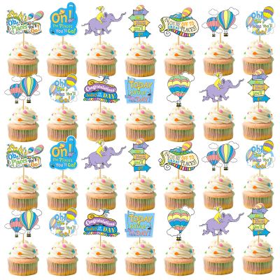 40Pcs Oh The Places You Go Decorations Oh The Places You Go Cupcake Topper Kindergarten Graduation Cupcake Decorations Graduation Decorations for Baby Shower Party