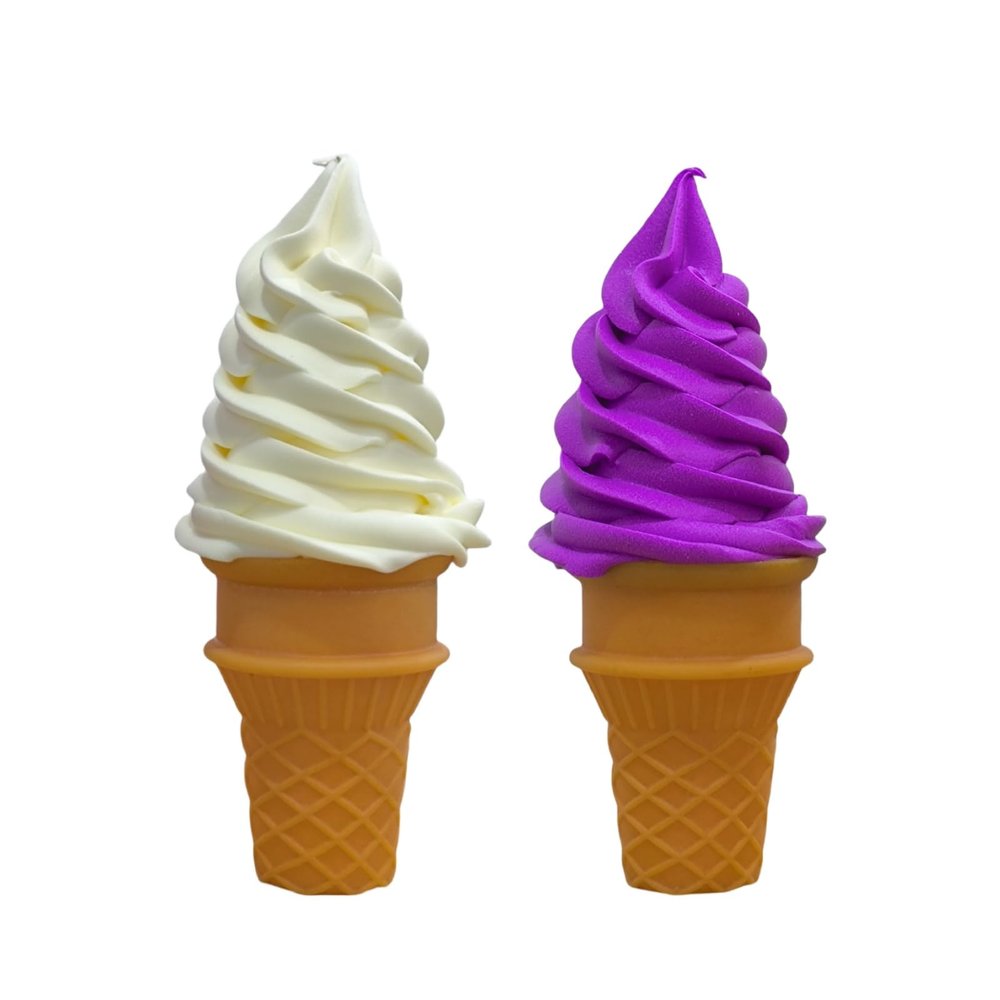 LONG XIN SERIES 2 Pcs Simulated Ice Cream Artificial Lifelike Ice Cream Fake Ice Cream Food Model for Home Kitchen Cabinet Desk Shops Party Decor Sample Display Photography Props (White Purple)