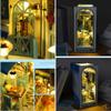 TOPBSFARNY 3D Wooden Book Stand Puzzle DIY Dollhouse Wood Bookends Book Nook Model Building Kit with LED Light for Teens and Adults to Build-Creativity Gift for Birthdays Christmas Halloween view 3