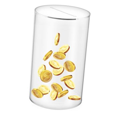 Clear Piggy Bank Acrylic Piggy Bank Savings Jar Cash and Coin for Adults Transparent Coins Saving Pot Cash Container Box Size 10 H x 6 Diameter