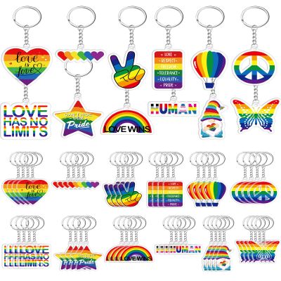Kigeli 60 Valentine's Day Gift Gay Pride Rainbow Keychain Gift Lgbtq Pride Trinkets Accessories Bulk Gay Stuff Keyring (Classic)
