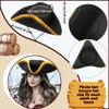 SGBETTER 6 Pack Black Pirate Hat Felt Colonial Tricorn Hat with Gold Trimming for Halloween Pirate Theme Party Cosplay Costume Accessories view 2