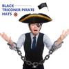 SGBETTER 6 Pack Black Pirate Hat Felt Colonial Tricorn Hat with Gold Trimming for Halloween Pirate Theme Party Cosplay Costume Accessories view 3