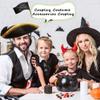 SGBETTER 6 Pack Black Pirate Hat Felt Colonial Tricorn Hat with Gold Trimming for Halloween Pirate Theme Party Cosplay Costume Accessories view 4