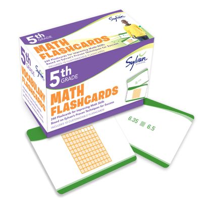 5th Grade Math Flashcards: 240 Flashcards for Improving Math Skills (Decimals Fractions Percents Adding and Subtracting Fractions Geometry) (Sylvan Math Flashcards)