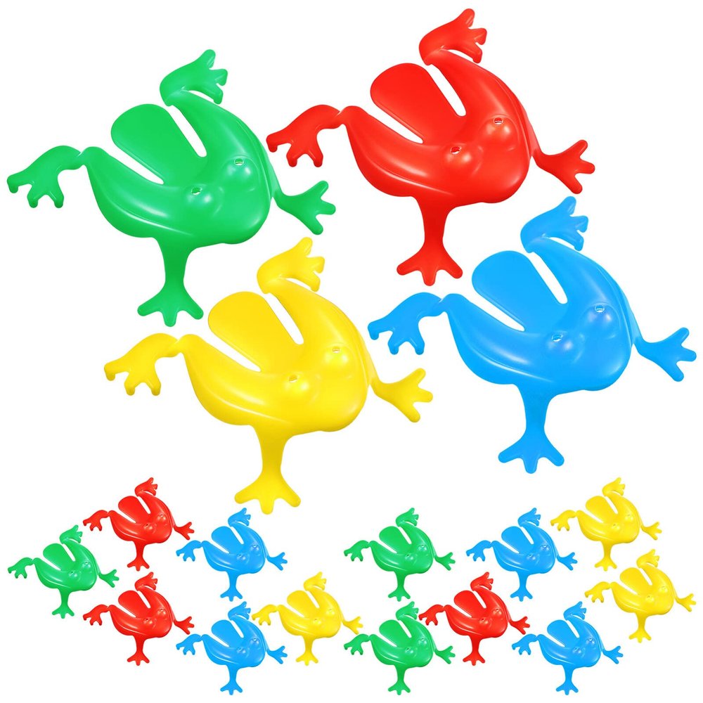 Toddmomy 16pcs Plastic Frogs Toy,Jumping Leap Frogs Toy Pressing Bouncing Frogs Toys or Boys and Girls Party Favors