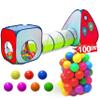 Tunnel and Ball Pit Play Tent | 3pc Pop Up Toddler Gym Tunnels with Tents for Kids, Toddlers, Infants Boys & Girls | Indoor & Outdoor Gift Game | Baby Crawling Pits for Playground (100 Balls Included) view 1