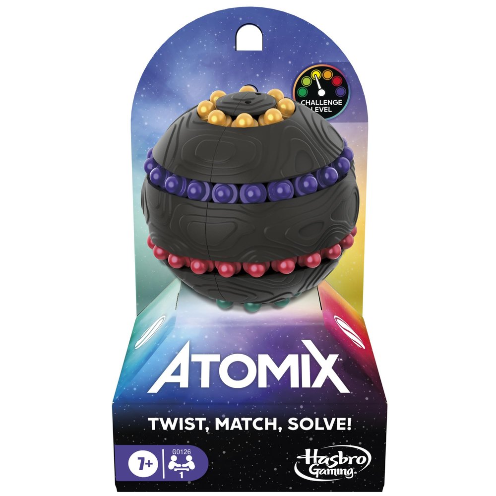 Hasbro Gaming Atomix Game for Kids, Teens, and Adults, Brainteaser Puzzle Sphere Ball and Fidget Toy, 1 Player, Portable Summer Travel Activities, Ages 7+