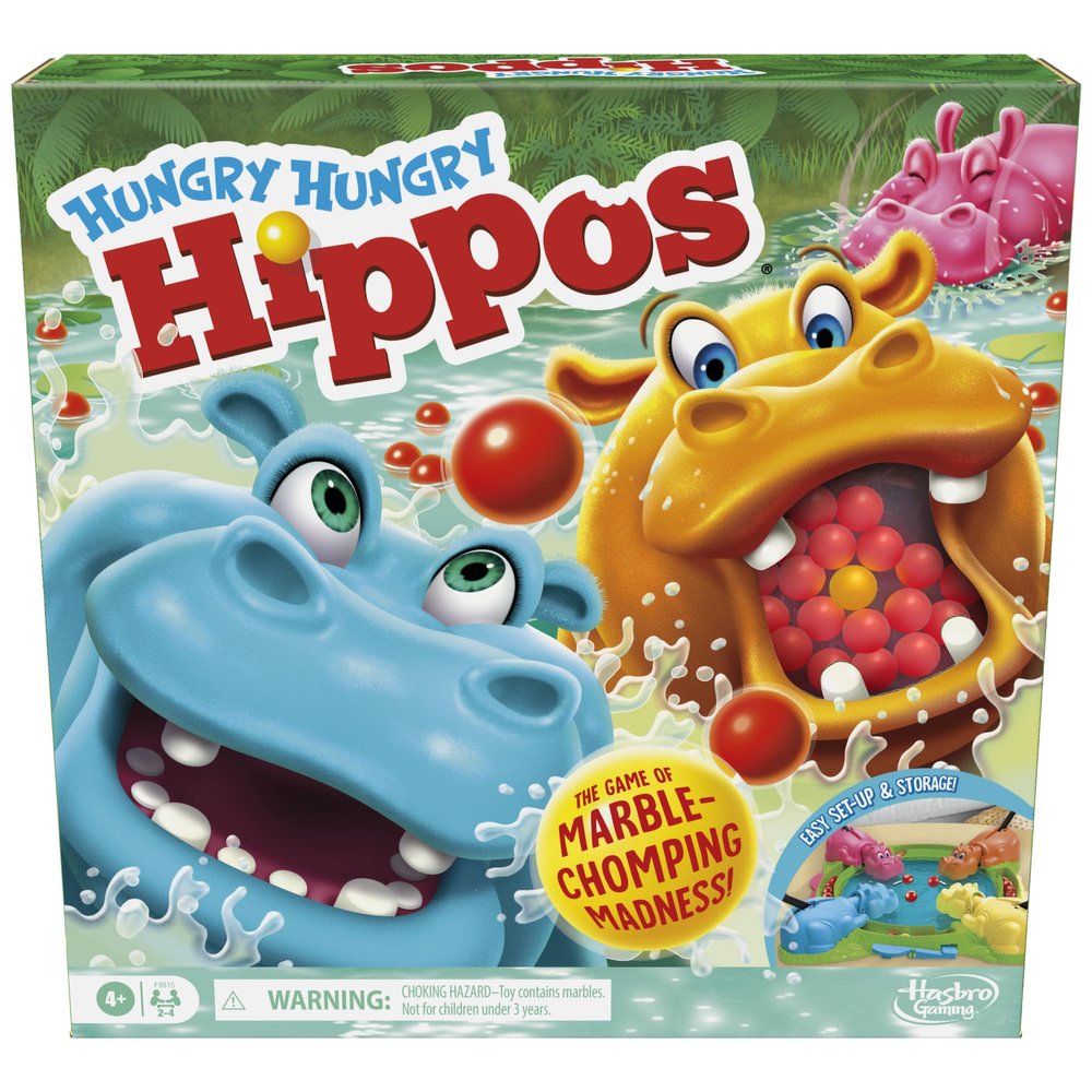 Hasbro Gaming Hungry Hungry Hippos Game for Preschoolers | Instant Marble Relaunch, Easy Set-Up & Storage| Ages 4 and Up | 2 to 4 Players | Kids Games