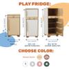Wooden Play Fridge Toy Pretend Play Refrigerator for Toddlers Montessori Toys for Children Kids Gift for 2nd 3rd Birthday Playroom Decor (Small, Pink) view 3