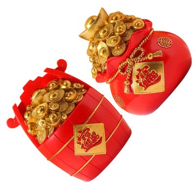 2pcs Bag Piggy Banks Red Resin Change Jars for Boys and Girls Multi-Functional Storage Decorative Home Decor Present for Families