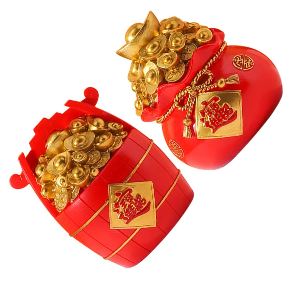 2pcs Bag Piggy Banks Red Resin Change Jars for Boys and Girls Multi-Functional Storage Decorative Home Decor Present for Families