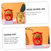 2pcs Bag Piggy Banks Red Resin Change Jars for Boys and Girls Multi-Functional Storage Decorative Home Decor Present for Families view 2