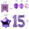 15th Birthday Party Decorations Kit Happy Birthday Banner with Number 15 Birthday Balloons for Birthday Party Supplies 15th Purple Birthday Party Pack Party Favors view 3
