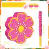 Aoriher Daisy Flower Piata Set with Blindfold and Bat Pink Flower Piata Daisy Hippie Boho Game for Birthday Baby Shower Gender Reveal Wedding Floral Party Supplies Decorations (Pink Flowers) view 2
