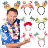 HIPIHOM 6Pcs Hawaiian Party Headbands Tropical Head Boppers Flamingo Palm Tree Pineapple Luau Party Headbands Decorations view 4