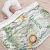 Palm Woodland Animals Personalized Baby Blanket for Newborn Boys Girls,Custom Soft Minky Blanket Layer Dotted 35X45 in view 3