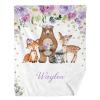Safari Animals Purple Floral Personalized Baby Blanket for Newborn Boys Girls,Custom Soft Minky Blanket Double Layer Dotted 50X60 in view 1