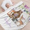 Safari Animals Purple Floral Personalized Baby Blanket for Newborn Boys Girls,Custom Soft Minky Blanket Double Layer Dotted 50X60 in view 3