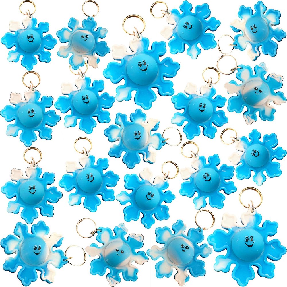 30 Packs Bulk Snowflakes Push Bubble Mini Pop Fidget for Boy Girls Birthday Party Favors Supplies Classroom Student Graduation Prizes