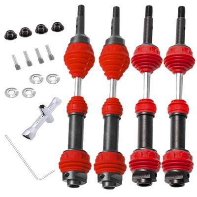 Drive Shaft CVD Axles Upgrades for 1/10 Slash VXL 4x4 Rustler Stampede Hoss VXL 4x4 4WD,4Pcs Front Rear Transmission Driveshaft Parts Hops Up,Red (Upgrades in 2023)