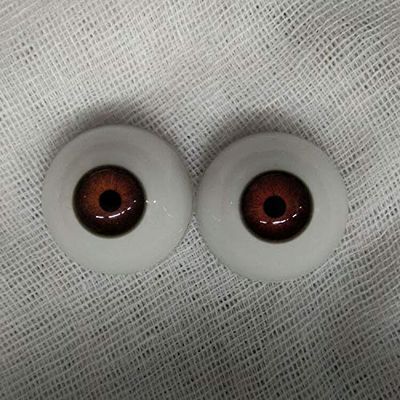 AILIJIA Acrylic Eyeballs 32mm Clear Lifelike Premium Plastic Eyes for TPE Silicone Dolls Brown