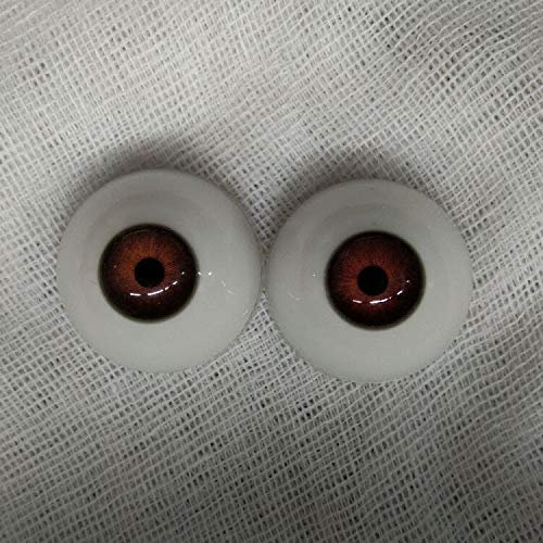 AILIJIA Acrylic Eyeballs 32mm Clear Lifelike Premium Plastic Eyes for TPE Silicone Dolls Brown