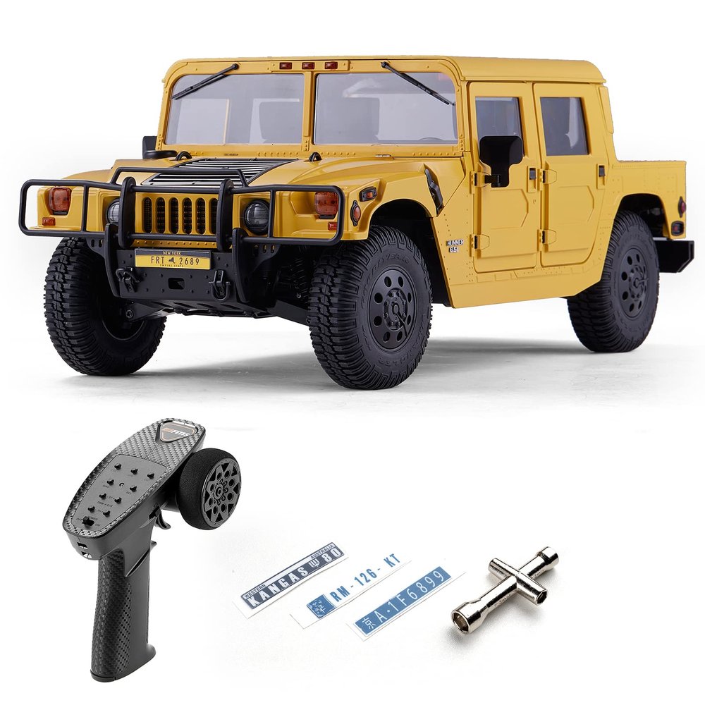 BEEZRC FMS 1/12 RC Crawler HMMWV H1 Alpha Officially Licensed RS 2-4WD Model Car RC Mdel Hobby RC Offroad Crawler Remote Control Car Collection Model with LED Lights for Adults