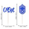 24 Pack Chief Master Sergeant Cupcake Toppers Glitter CMSGT Military Themed Bound Emblem Cupcake Picks for Congrats Retirement Army Navy Theme Birthday Cake Decorations Party Supplies Blue view 2