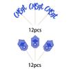 24 Pack Chief Master Sergeant Cupcake Toppers Glitter CMSGT Military Themed Bound Emblem Cupcake Picks for Congrats Retirement Army Navy Theme Birthday Cake Decorations Party Supplies Blue view 3