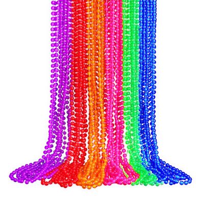 Bucherry 30 Pcs Mardi Gras Beads Light up Neon Beads Necklace Glow in The Dark 6 Kinds Colorful Bead Necklaces Bulk Throw Favor for Xmas Carnival Throw Party Costume Accessories Party Decor Supplies