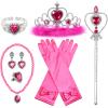 Princess Dress Up Accessories Princess Gloves, BIBUTY 7pcs Dress Up Set for Toddler Girls with Princess Crown, Wand, Gloves, Necklace, Earrings, Bracelet and Ring, Costume Toys for 3-6 yr Little Girls view 1