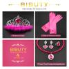 Princess Dress Up Accessories Princess Gloves, BIBUTY 7pcs Dress Up Set for Toddler Girls with Princess Crown, Wand, Gloves, Necklace, Earrings, Bracelet and Ring, Costume Toys for 3-6 yr Little Girls view 3